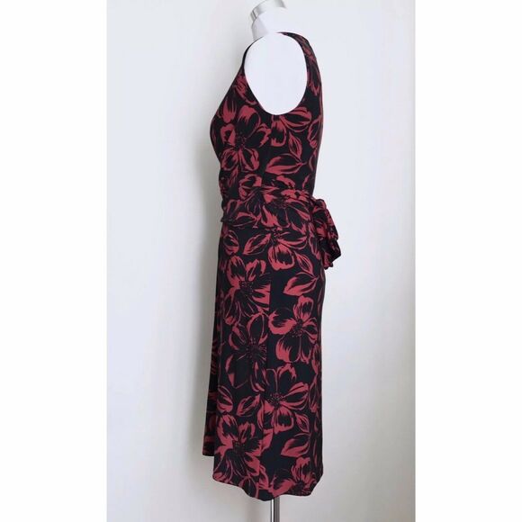 Norma Kamali Tie Wrap Dress Crisscross Black Red Floral Sleeveless Womens Size S - Picture 5 of 12